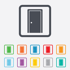 Door sign icon. Enter or exit symbol.