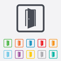 Door sign icon. Enter or exit symbol.