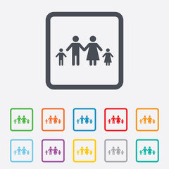 Fototapeta premium Complete family with two children sign icon.