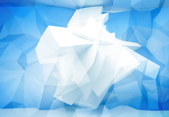 Blue abstract 3d background with chaotic polygonal structure on