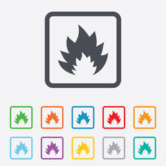 Fire flame sign icon. Heat symbol.