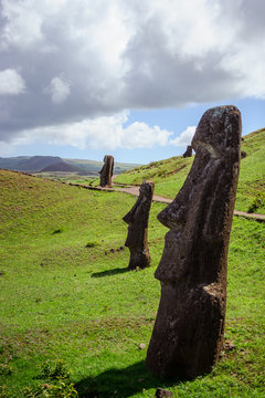 Statues on Isla de Pascua. Rapa Nui. Easter Island