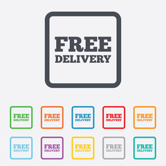 Free delivery sign icon. Delivery button.