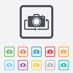 Front photo camera sign icon. Change symbol.