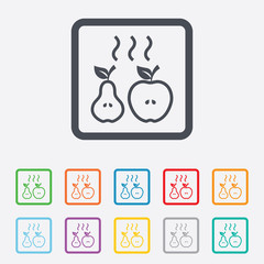 Apple and pear icon. Baked hot fruits symbol.