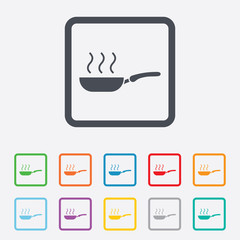 Frying pan sign icon. Fry or roast food symbol.