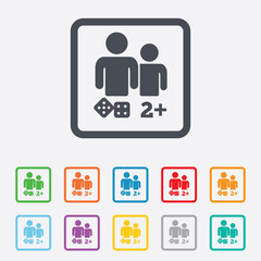 Board games sign icon. Two plus players symbol.