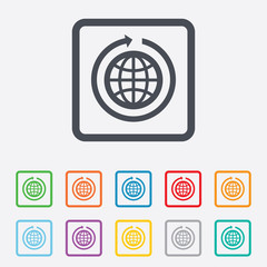 Globe sign icon. Round the world arrow symbol.