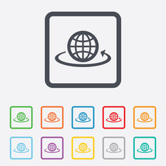 Fototapeta premium Globe sign icon. Round the world arrow symbol.