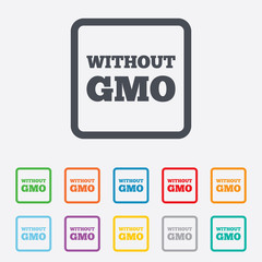 No GMO sign. Without Genetically modified food.
