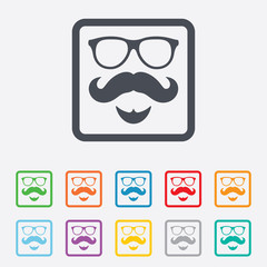 Mustache and Glasses sign icon. Hipster symbol.