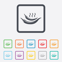 Hot chili pepper sign icon. Spicy food symbol.