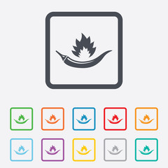 Hot chili pepper sign icon. Spicy food symbol.