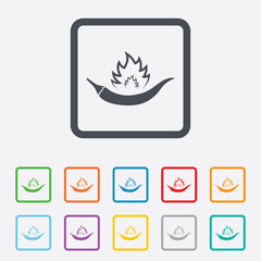 Hot chili pepper sign icon. Spicy food symbol.