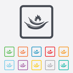Hot chili peppers sign icon. Spicy food symbol.