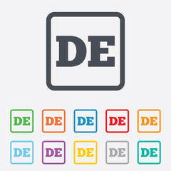German language sign icon. DE Deutschland.