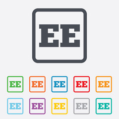 Estonian language sign icon. EE translation.