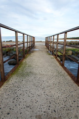 old bridge with rusty metal rails