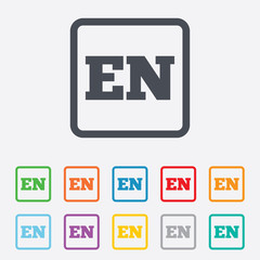 English language sign icon. EN translation.