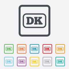 Denmark language sign icon. DK translation.