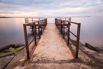 old bridge with rusty metal rails