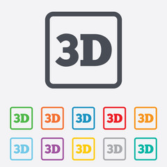 3D sign icon. 3D New technology symbol.