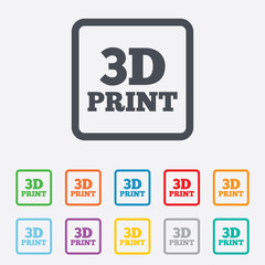 3D Print sign icon. 3d Printing symbol.