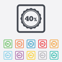40 percent discount sign icon. Sale symbol.