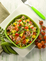 cold rice salad with tuna and pineapple