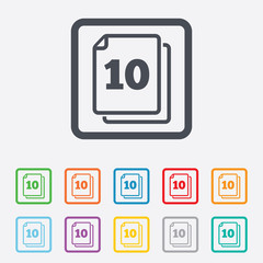 In pack 10 sheets sign icon. 10 papers symbol.
