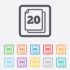 In pack 20 sheets sign icon. 20 papers symbol.