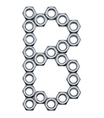 Obraz premium Alphabet letters made of metal nuts, isolated on white - capital