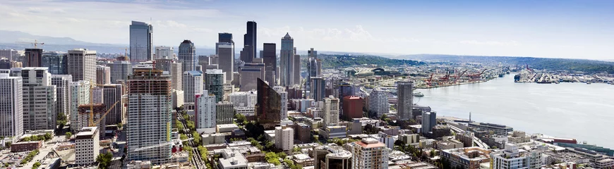 Fototapete Rund Business Industrial Port Panoramic View of Downtown Seattle © ricardoreitmeyer