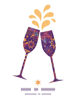 Vector textured christmas stars toasting wine glasses