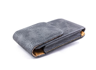 smart phone leather case isolated on white background