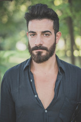 Fototapeta premium young handsome attractive bearded model man