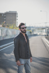 young handsome attractive bearded model man