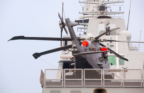 Helicopter on the Frigata Virginio Fasan