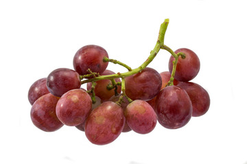 Red grapes isolated on white background.