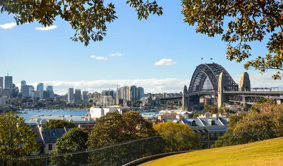 Poster Panoramisch uitzicht op de Sydney Harbour Bridge © wiiin