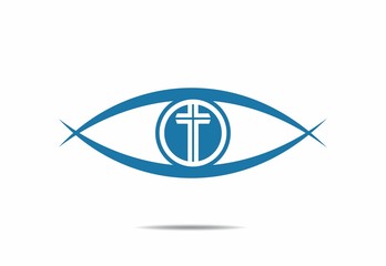 blue eye, faith,cross logo,people, logo, vector