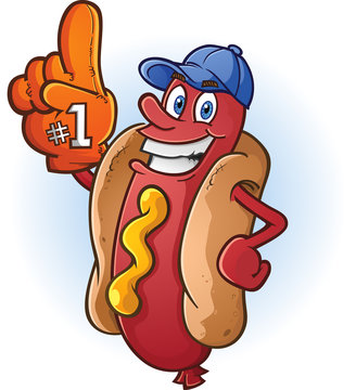 Hot Dog Sports Fan Cartoon