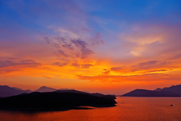 Sunset over mediterranean sea