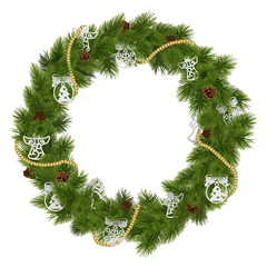 Fototapeta na wymiar Vector Christmas Wreath with Decorations