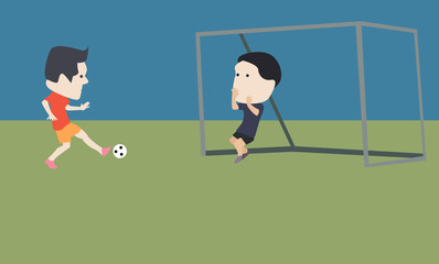 Fototapeta premium Football players goal