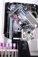close up shot of blood test machine in laboratory