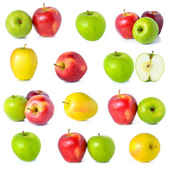 Red ripe,yellow apple and green apple isolated on white backgrou