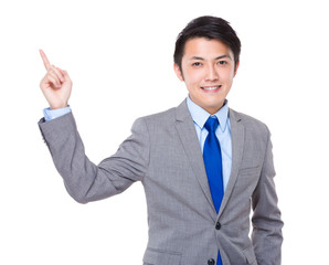 Businessman with finger up