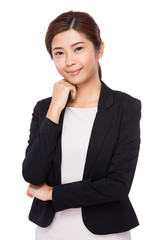 Businesswoman with hand touch on face