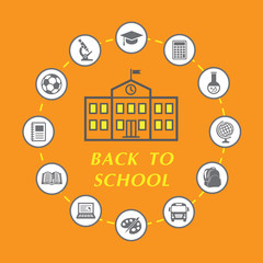 Back to school illustration with education icons